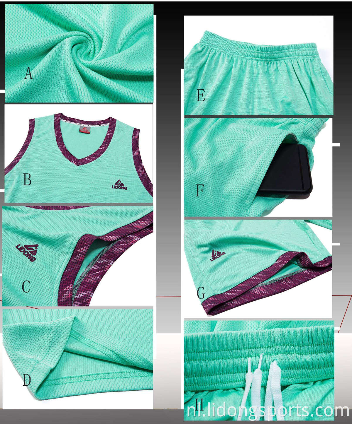 Groothandel middelbare school basketbal uniform set basketbal jerseys college basketbal uniform